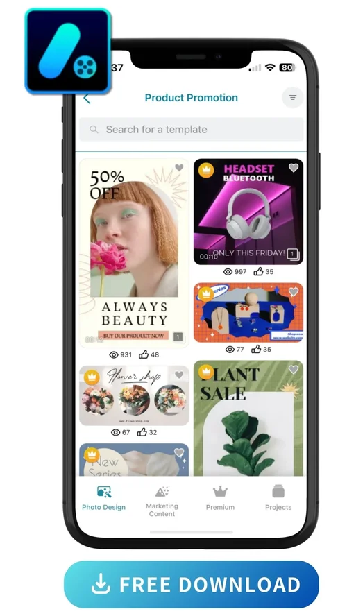 UI of Promeo with video templates